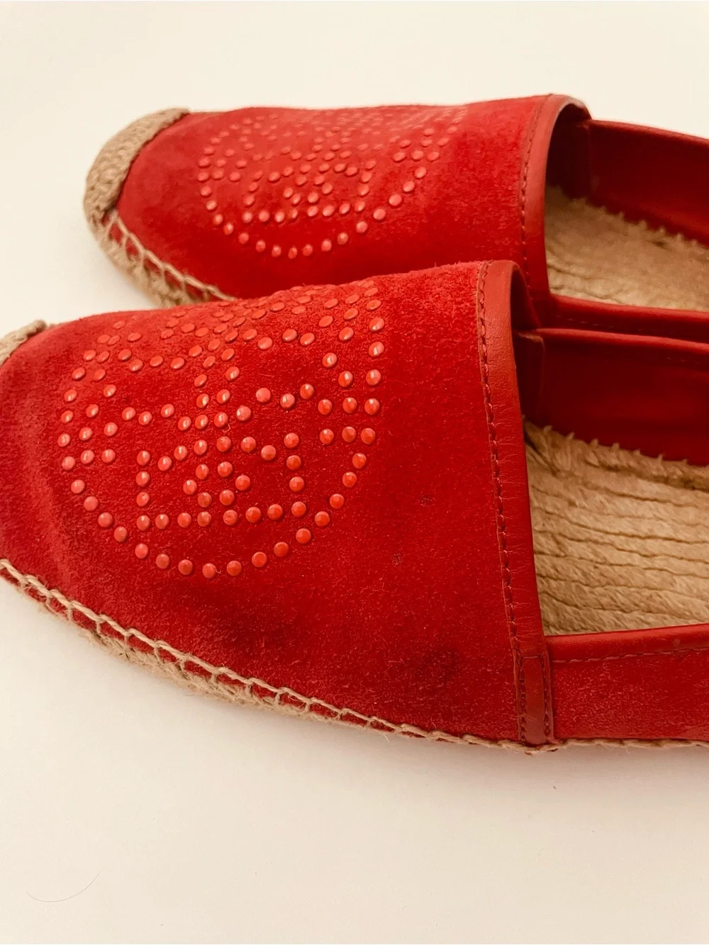 Tory Burch Red Suede Espadrille Slip-On Flats